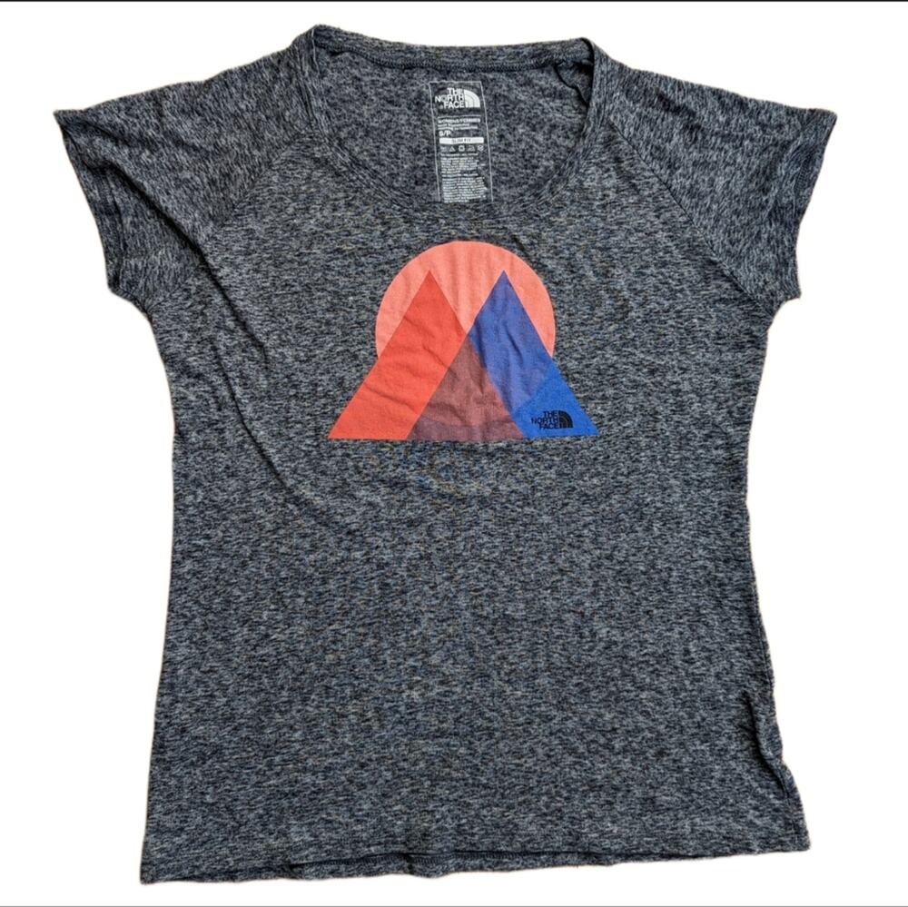 The North Face Slim Fit Gray Burn Out Cotton Blend Graphic T Shirt
